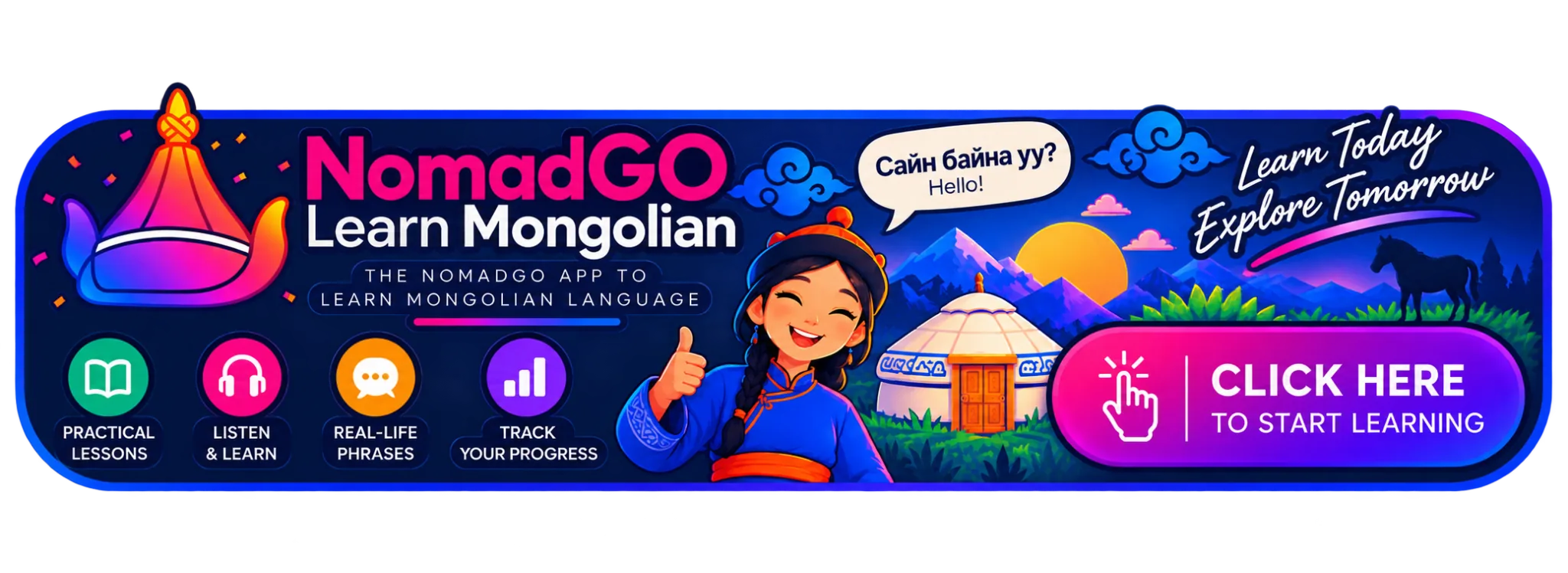 NomadGo Learn Mongolian — Learn Today, Explore Tomorrow